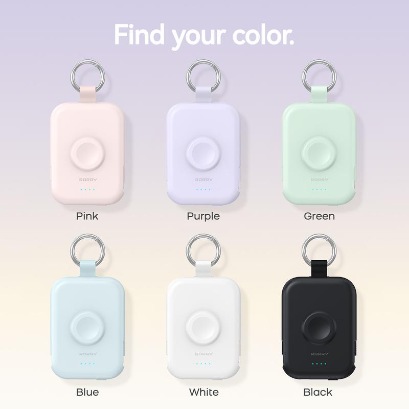 RORRY Mini Portable Power Bank, USB Type-C Interface, Built-in Data Cable and Keychain