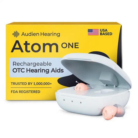 Audien Atom ONE OTC Hearing Aids for Adults – Discreet In-Ear Sound Amplification, Rechargeable, No Prescription